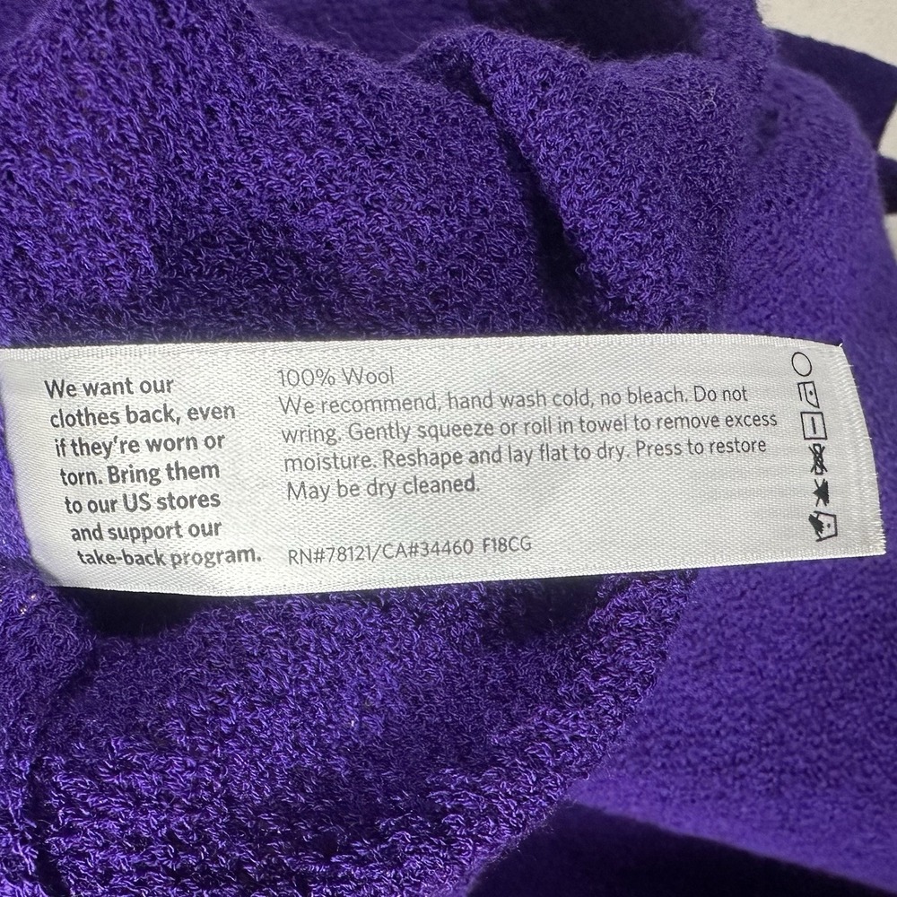 Eileen Fisher Purple Italian Wool Lightweight Knit Tunic Sweater V-Neck Size L - Picture 10 of 11